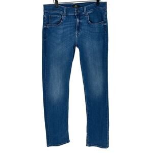 7 For All Mankind Straight Leg Blue Dark Wash Jeans Western Casual Stretch 32